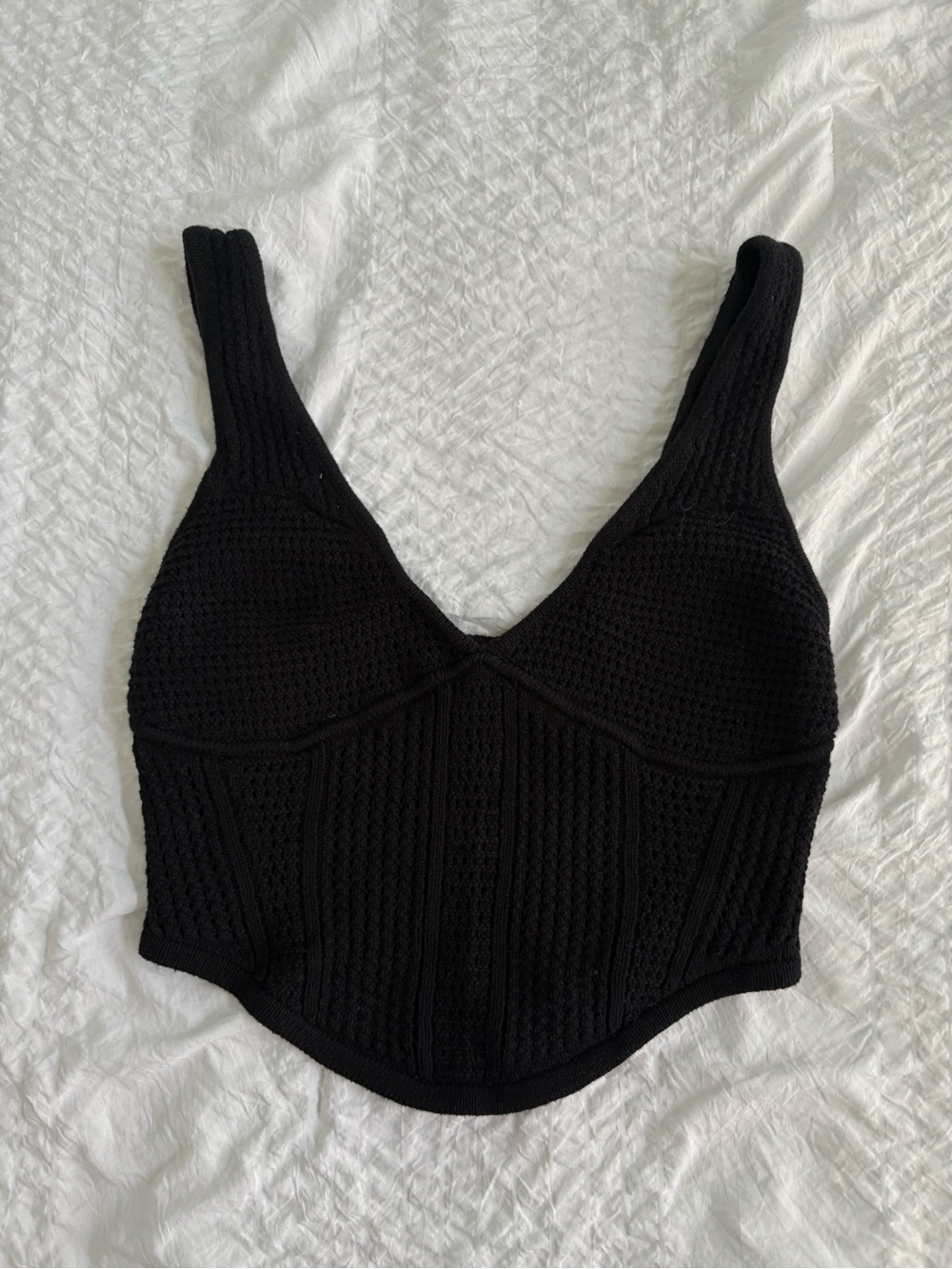 Alo Yoga Black Knit Corset Tank Top